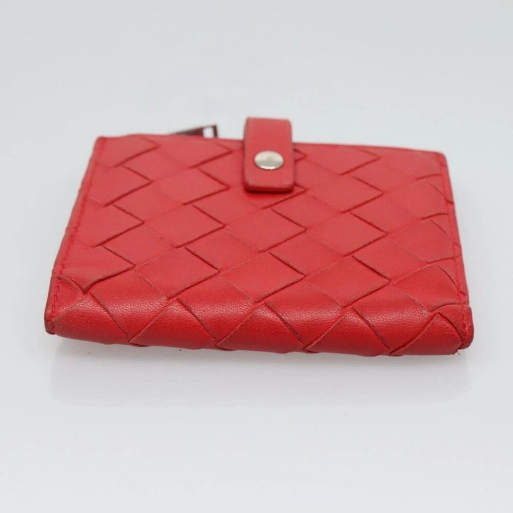 BOTTEGA VENETA INTRECCIATO Bifold Wallet Leather Red Auth bs28002 - Picture 4 of 15